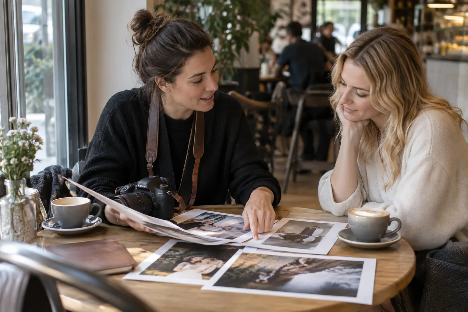 Photographer and client discussing ideas for an upcoming session