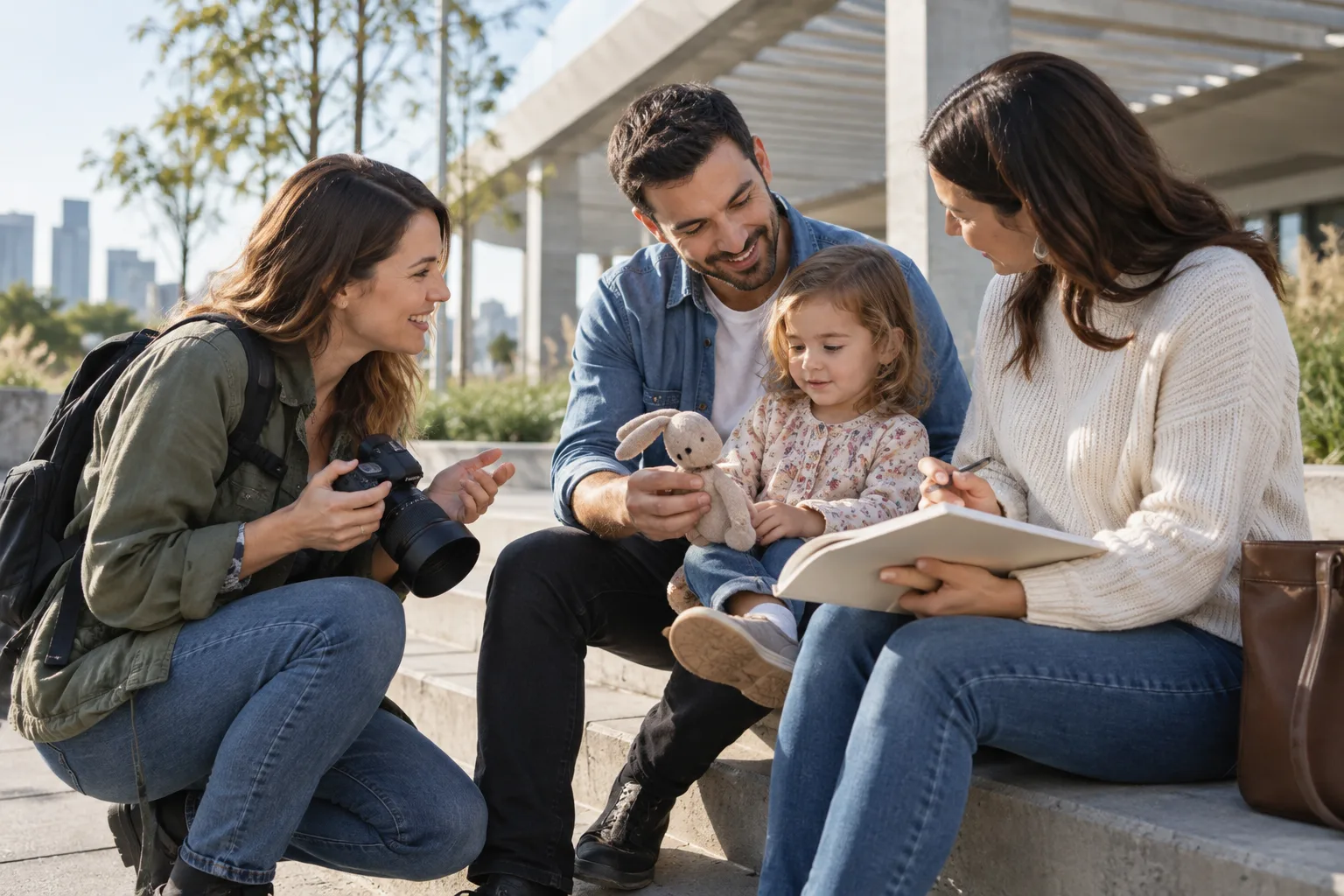 Photographer learning a family's preferences before their portrait session