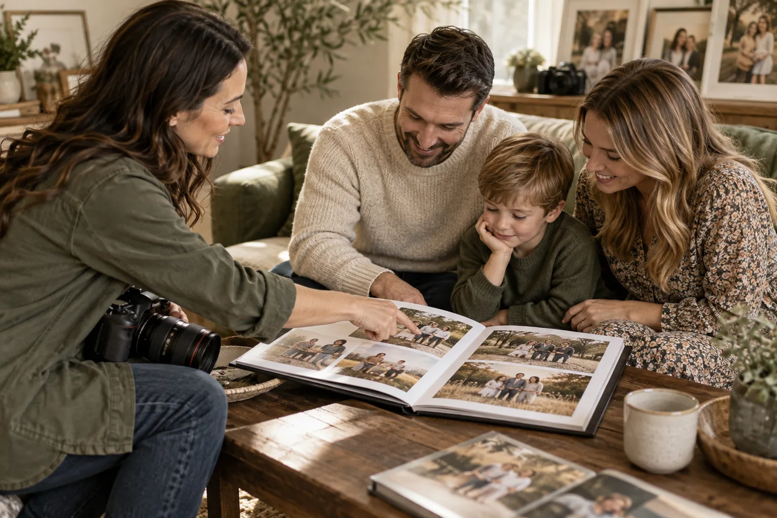 Photographer discussing questionnaire answers with a portrait client