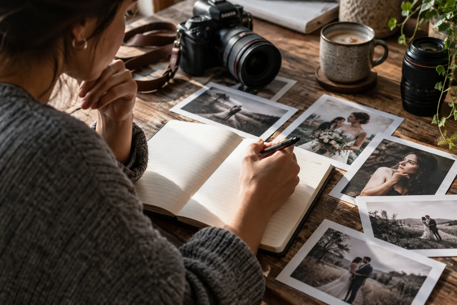 Photographer drafting questions for a client inquiry form